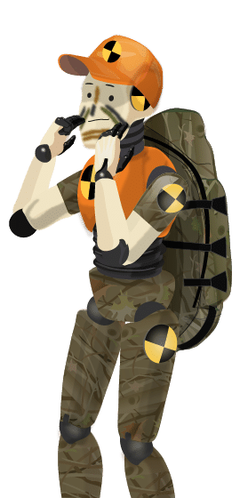 Crash Test Hunter applying face camo